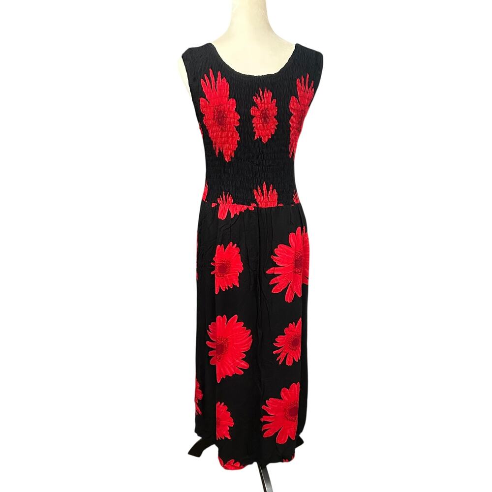 Uluwatu Bali Handmade Rayon Floral Sundress Free Size‎ Boho Tropical Resort Wear - Picture 3 of 7